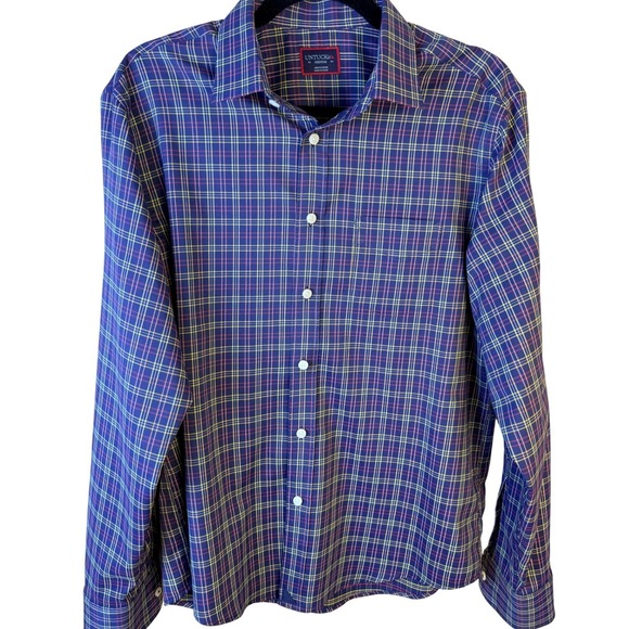 UNTUCKit Other - UNTUCKit Talty Mens Medium Navy Plaid Button Down Shirt Regular Fit
